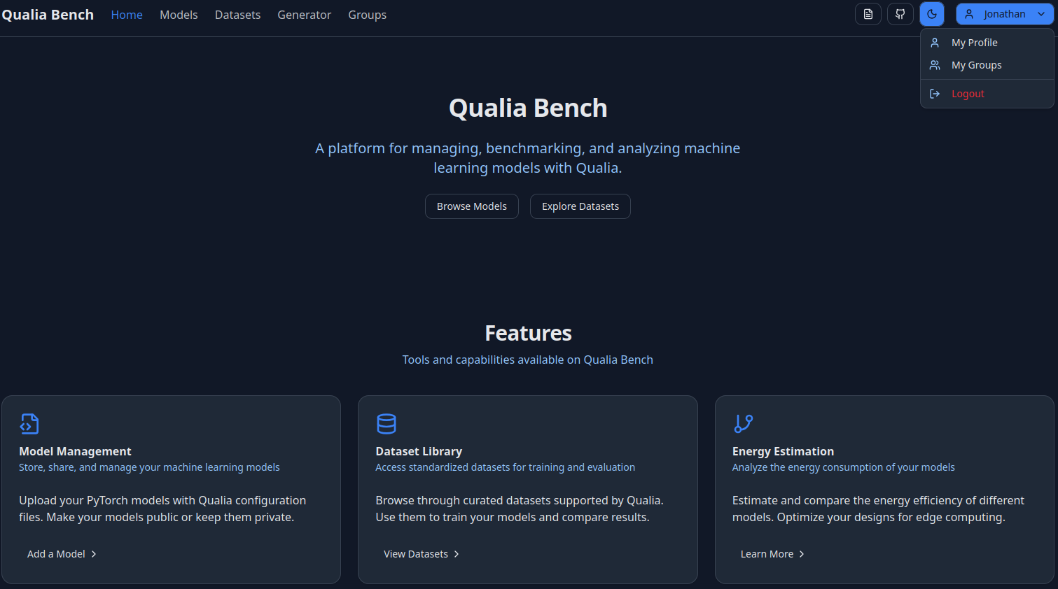 Qualia Bench Home.